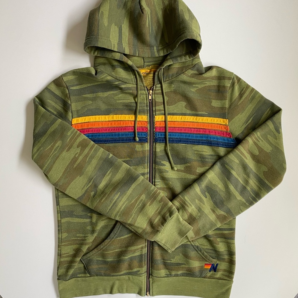 Aviator Nation Zip Hoodie - 5 Stripes Cameo